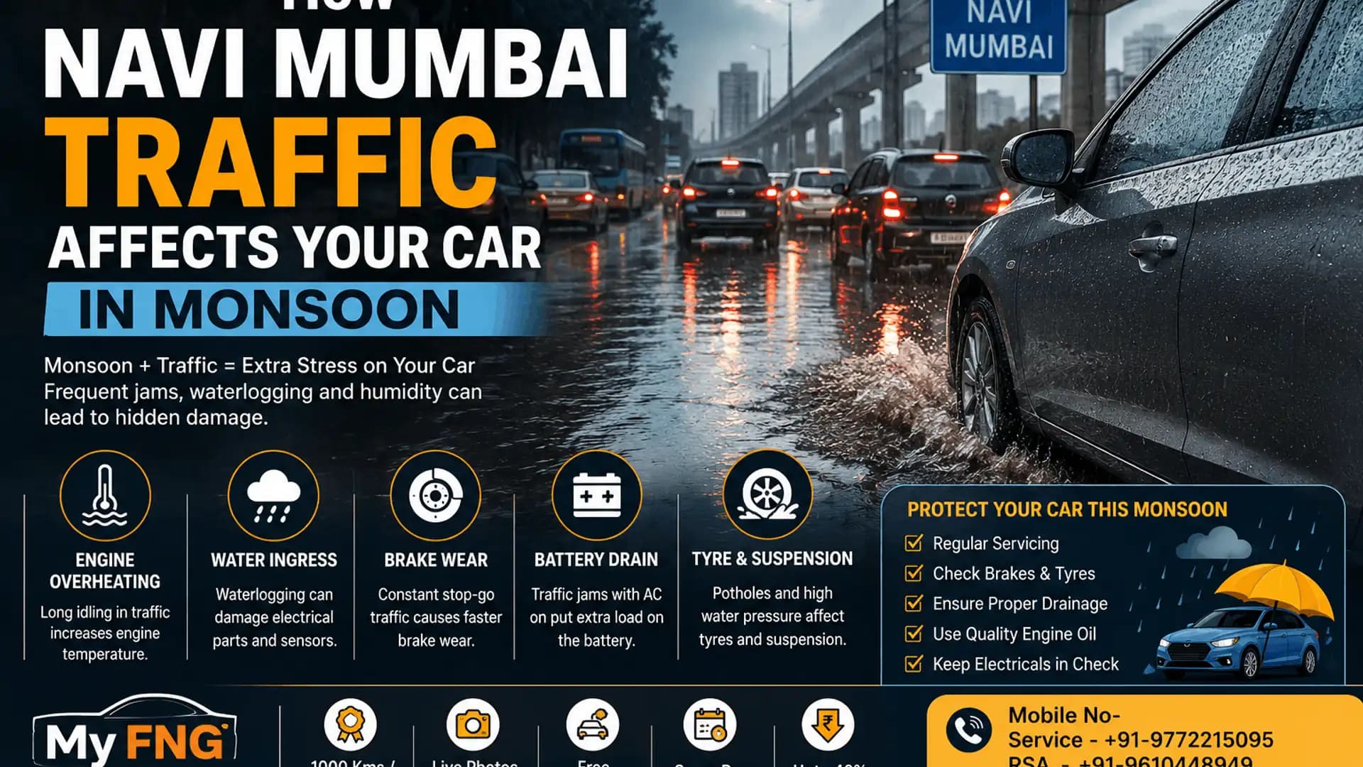 How Navi Mumbai Traffic Affects Your Car in Monsoon